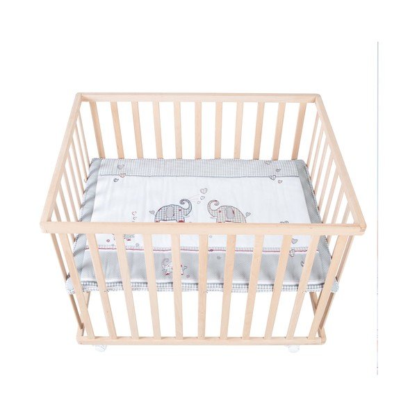 Natūralios spalvos maniežas vaikams ant ratukų 100x75 cm Jumbo Twins – Roba-image-4