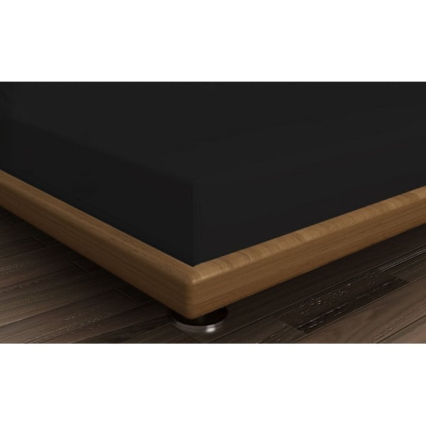 Iš medvilnės paklodė juodos spalvos su guma 140x200 cm – Mijolnir-image-1