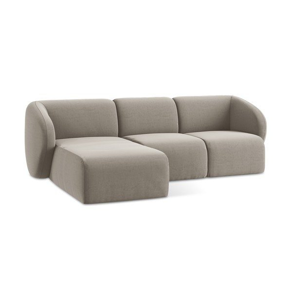 Šviesiai rudos spalvos kampinė sofa iš velveto (su kairiuoju kampu/su gultu) Lani – Makamii-image-4