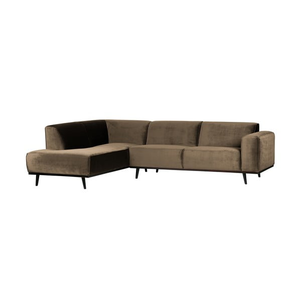 Pilkos spalvos/rudos spalvos iš velveto kampinė sofa (su kairiuoju kampu/„L“ formos) Statement – WOOOD-image-1