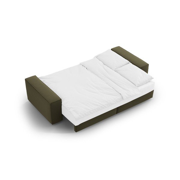 Žalios spalvos iš velveto sulankstoma/su sandėliavimo vieta sofa 247 cm Jodie – Micadoni -image-4