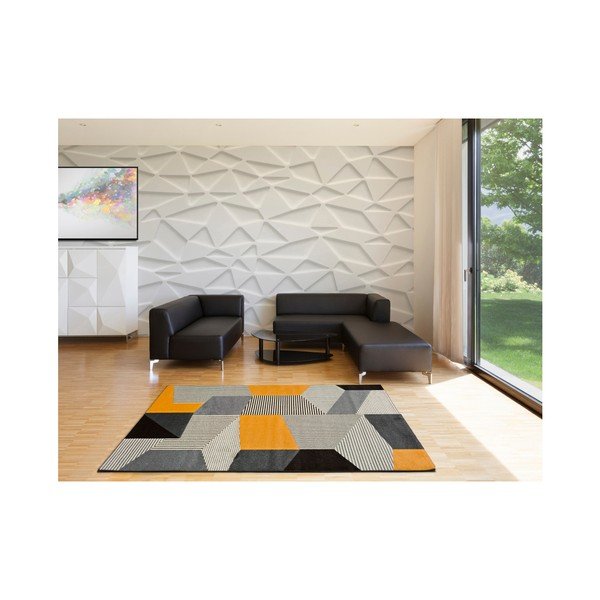 Pilkos ir oranžinės spalvos kilimas Universal Leo Grey, 140 x 200 cm-image-1