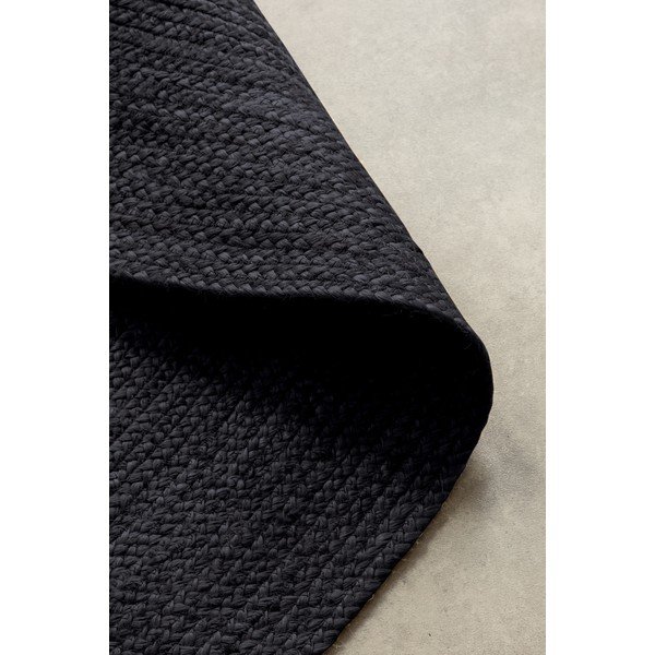 Apverčiamas/rankų darbo juodos spalvos iš džiuto apvalios formos kilimas ø 200 cm Braided – Hanse Home-image-3