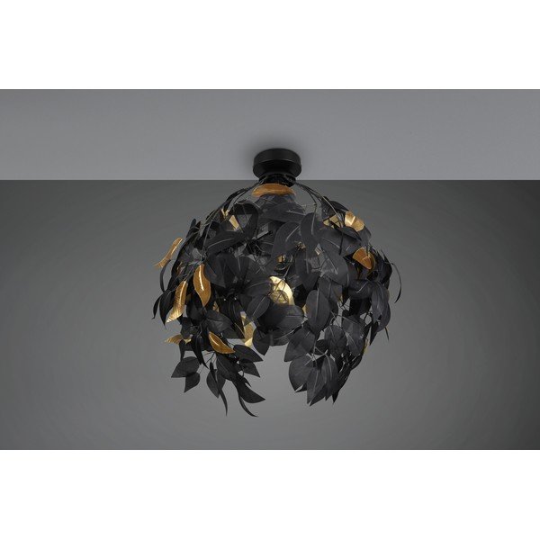 Matinės juodos spalvos iš metalo lubinis šviestuvas ø 38 cm su plastikiniu gaubtu Leavy – Reality-image-2