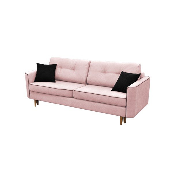 Rožinė trivietė sofa-lova su šviesiomis kojomis Mazzini Sofos Ivy-image-1