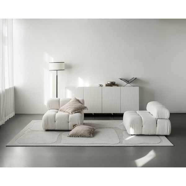 Iš vilnos kilimas šviesiai pilkos spalvos 160x230 cm Morphic Organica – Agnella-image-2