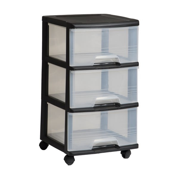 Iš plastiko lentyna ant ratukų juodos spalvos/peršviečiama 37x61 cm – Curver