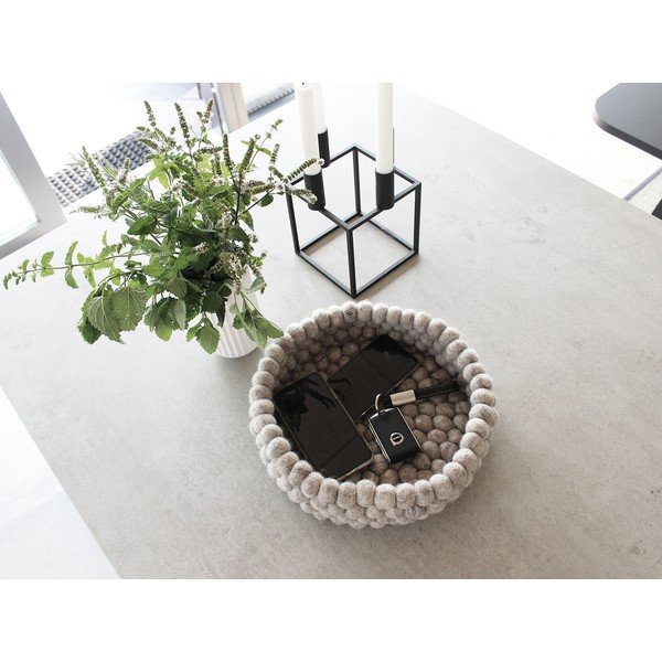 Smėlio rudos spalvos vilnonis krepšys kamuoliams laikyti Wooldot Ball Basket, ⌀ 28 cm-image-1
