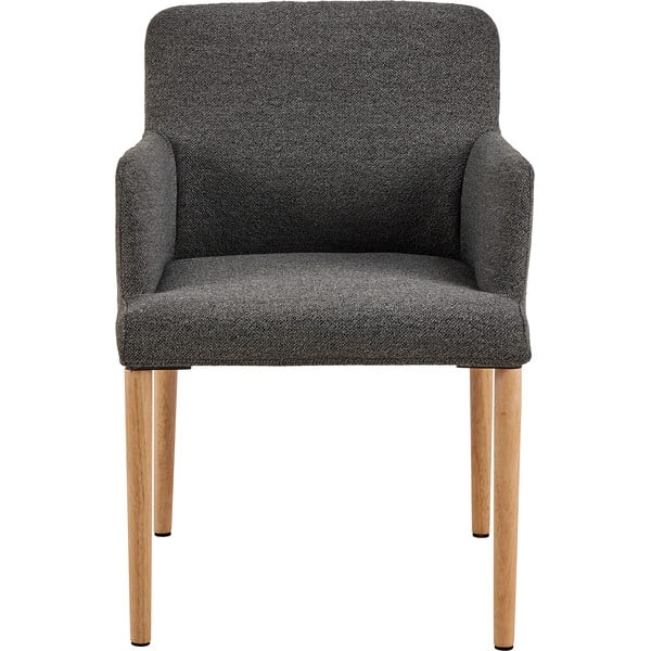 Pilkos spalvos iš audinio valgomojo kėdė su porankiais Zoe – Actona-image-3