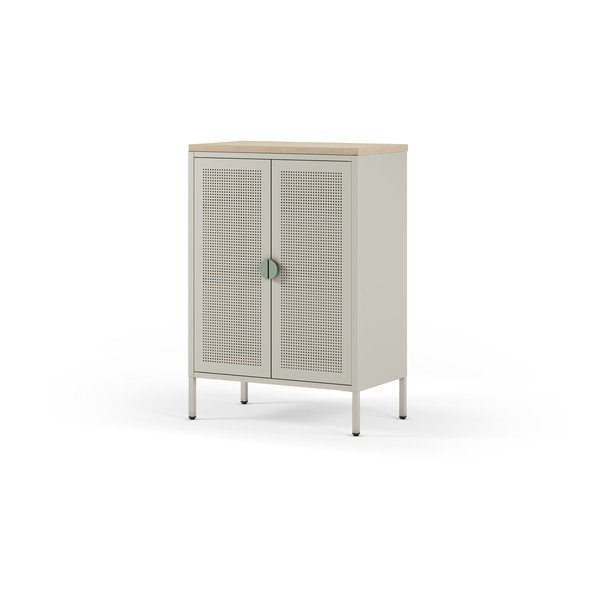 Kreminės spalvos/natūralios spalvos iš metalo spintelė 70x100x40 cm Sayla – Marckeric-image-4