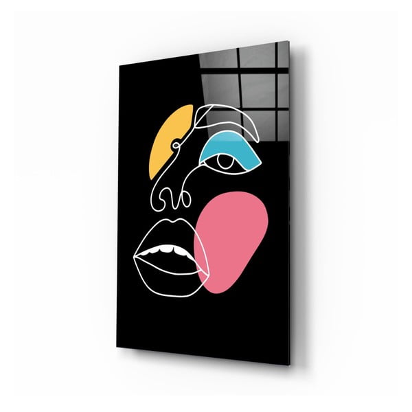 Paveikslas ant stiklo Insigne Abstraktus spalvotas veidas, 46 x 72 cm