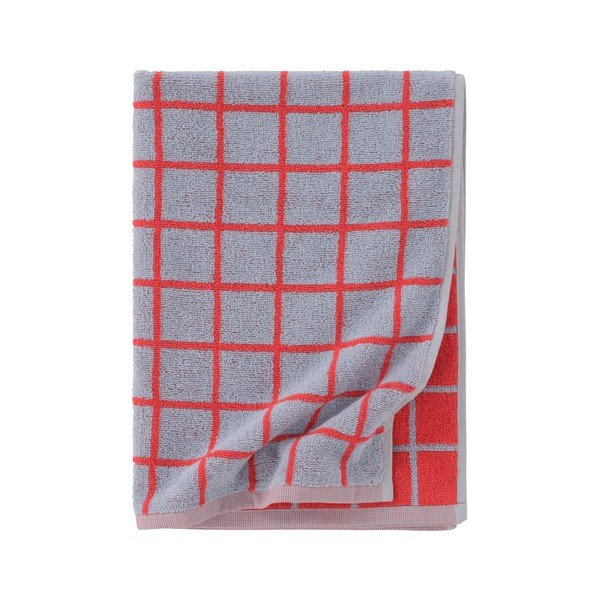Raudonos spalvos/šviesiai mėlynos spalvos iš medvilnės rankšluostis 50x70 cm Grid – Jotex
