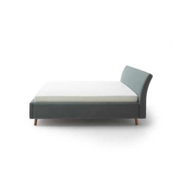 Žalios spalvos/mėlynos spalvos dvigulė lova audiniu dengta su sandėliavimo vieta su lovos grotelėmis 160x200 cm Mila – Meise Möbel-image-4
