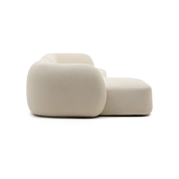 Kreminės spalvos iš šenilinio audinio kampinė sofa (su kairiuoju kampu/su gultu) Martina – Kave Home-image-3