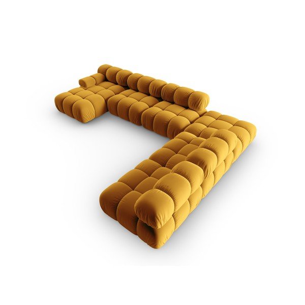 Sofa geltonos spalvos iš velveto 379 cm Bellis – Micadoni Home-image-4