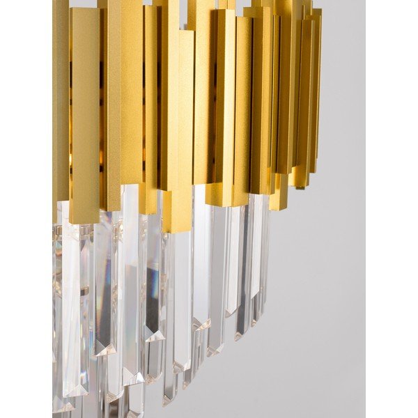 Auksinės spalvos iš metalo kabantis šviestuvas ø 73 cm su krištoliniu gaubtu Grane – Nova Luce-image-1
