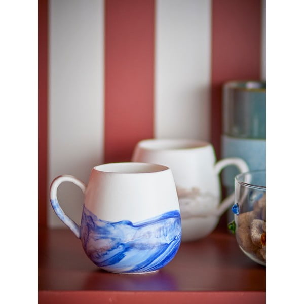 Baltos spalvos/mėlynos spalvos iš akmens masės puodeliai 4 vnt. 250 ml Lyre – Bloomingville-image-2