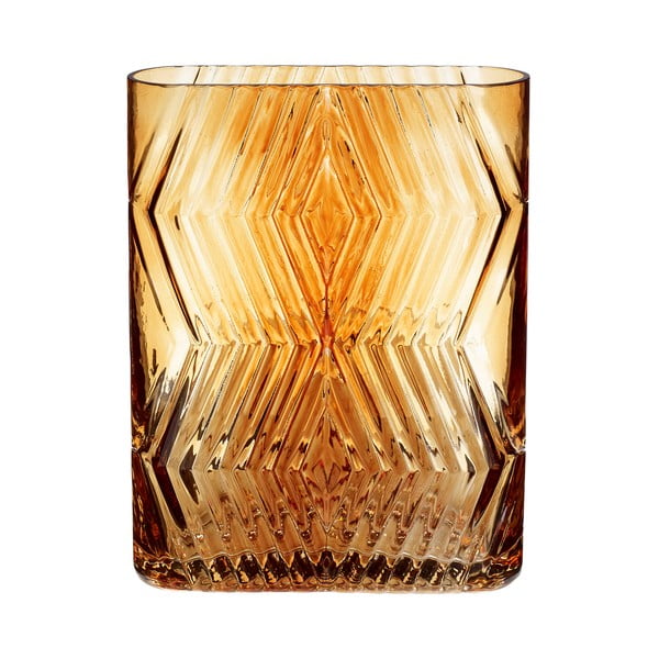 Oranžinė stiklinė vaza Hübsch Deco, aukštis 18 cm
