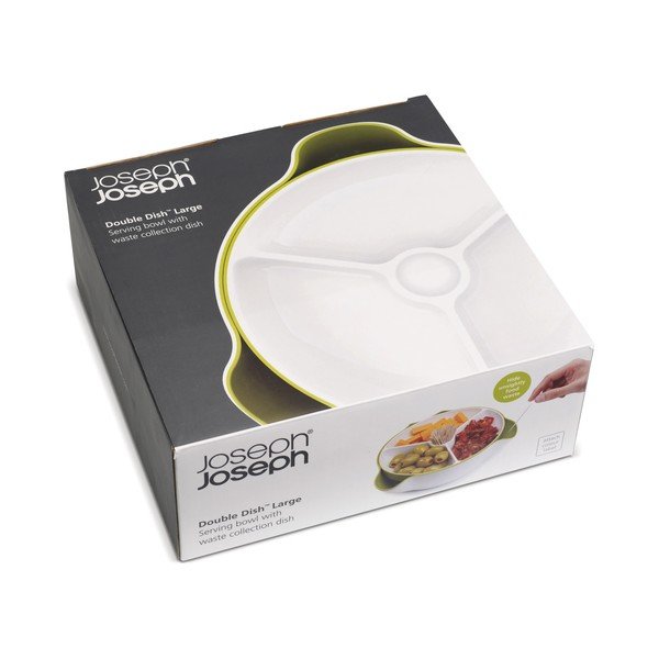 Dvigubas indas Double Dish, didelis, baltas/pilkas-image-2