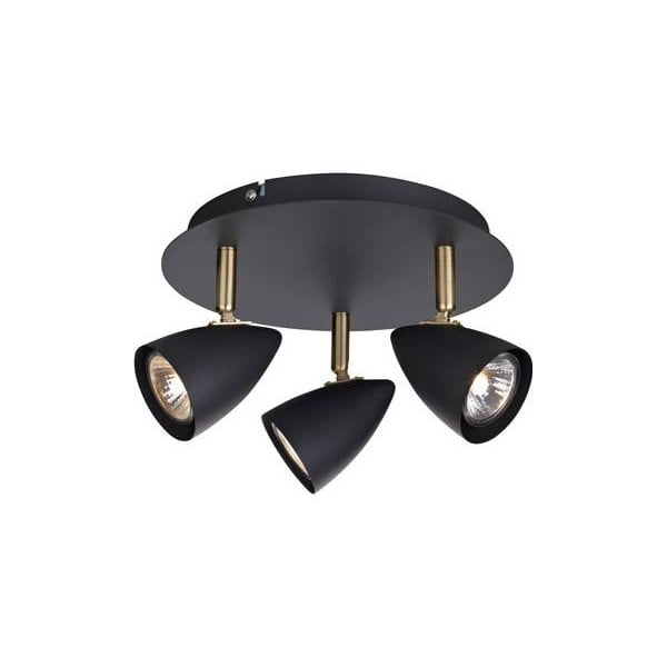 Juodas lubinis šviestuvas su žalvario detalėmis "Markslöjd Ciro Tres