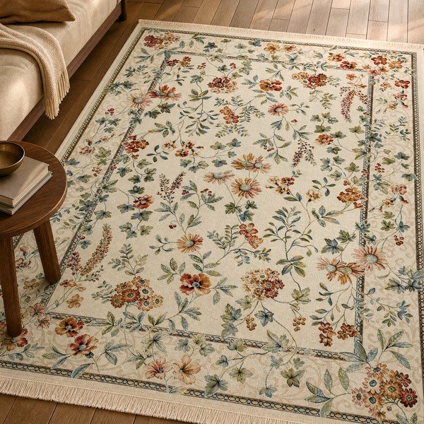 Iš viskozės kilimas kreminės spalvos 95x140 cm Oriental Flowers – Nouristan-image-1