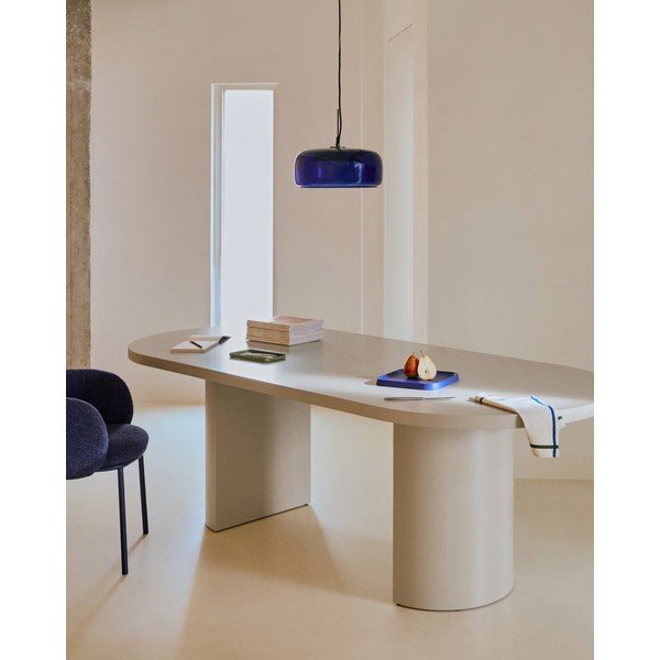 Tamsiai mėlynos spalvos kabantis šviestuvas LED ø 38 cm su stiklo gaubtu Reig – Kave Home-image-1