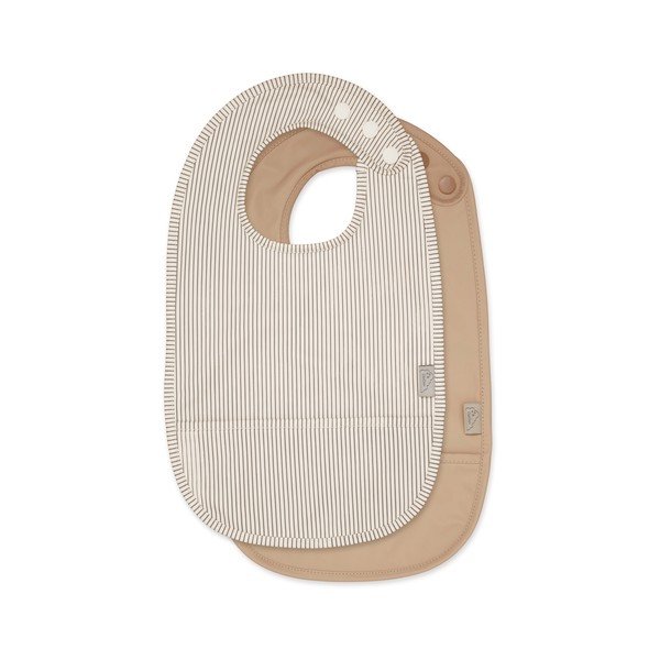 Smėlio spalvos seilinukai vaikams 2 vnt. Classic Stripes Camel – Cam Cam Copenhagen