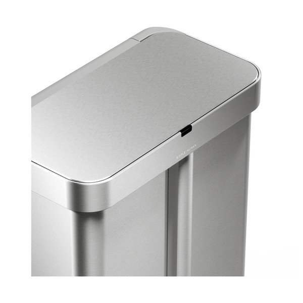 Sidabrinės spalvos iš plieno šiukšliadėžė 34+24 l rūšiavimui/bekontaktė Dual Sensor – simplehuman-image-1