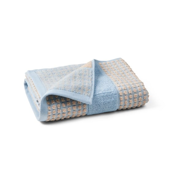 Rankšluostis šviesiai mėlynos spalvos/smėlio spalvos iš organiškos medvilnės 50x100 cm Check – JUNA-image-2
