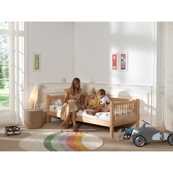 Natūralios spalvos iš buko masyvo vaikiška lova su lovos grotelėmis 90x200 cm Forrest – Vipack-image-3