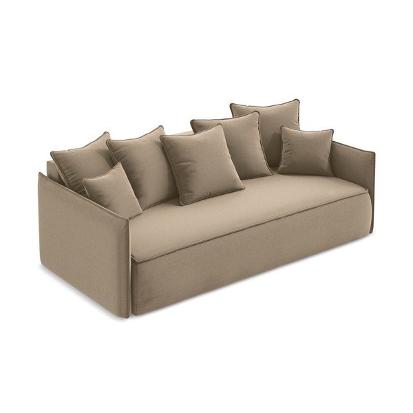 Šviesiai rudos spalvos iš velveto sulankstoma/su sandėliavimo vieta sofa 225 cm Hula – Makamii-image-2