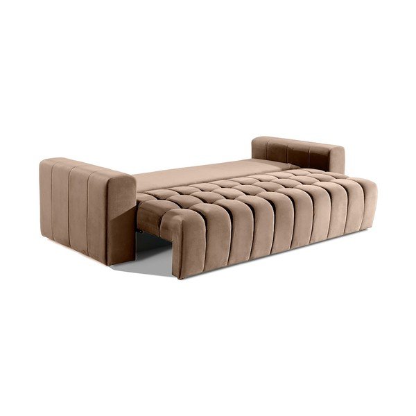 Šviesiai rudos spalvos iš velveto sulankstoma/su sandėliavimo vieta sofa 247 cm Lazaro – ELTAP-image-3