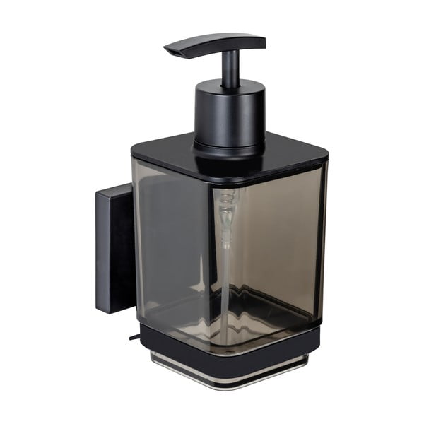 Klijuojamas iš plastiko muilo dozatorius juodos spalvos 340 ml Quadro – Wenko