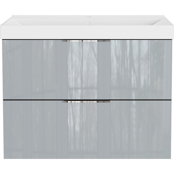 Pilkos spalvos blizgus pakabinama spintelė po kriaukle 81x65 cm Celano – Germania-image-3