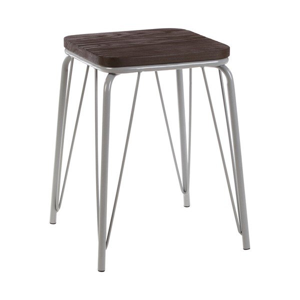 Pilkos spalvos/tamsios natūralios spalvos iš guobos masyvo taburetė District – Premier Housewares