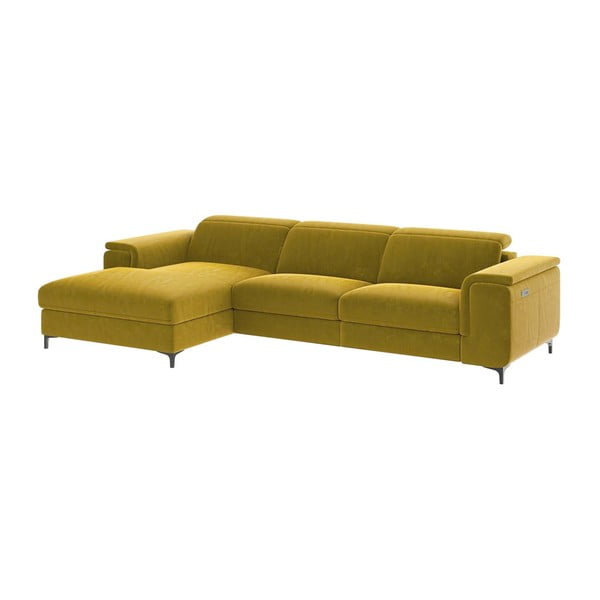 Kampinė sofa geltonos spalvos iš velveto (su kairiuoju kampu) Brito – MESONICA-image-4