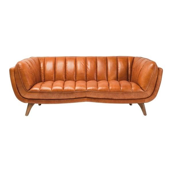 Konjako rudos spalvos odinė sofa "Kare Design Bruno