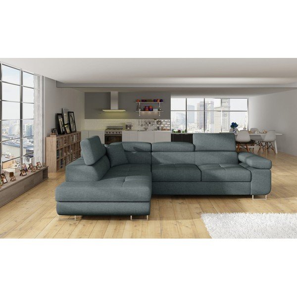 Mėlynos spalvos sulankstoma/su sandėliavimo vieta kampinė sofa (su kairiuoju kampu/„L“ formos) Anton – ELTAP-image-1