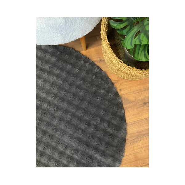 Skalbiamas apvalios formos kilimas antracito spalvos ø 120 cm Bubbly – Oyo Concept-image-3