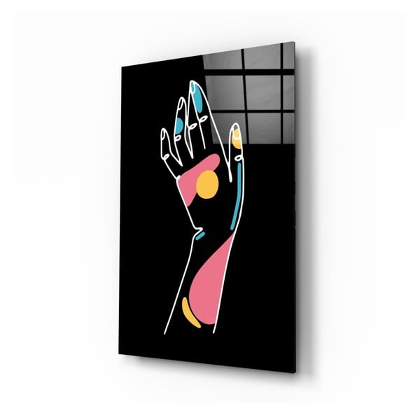 Paveikslas ant stiklo Insigne Abstraktus spalvotas delnas, 46 x 72 cm