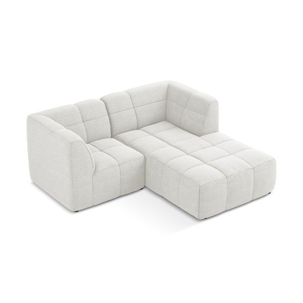Baltos spalvos kampinė sofa iš boucle (su dešiniuoju kampu/su gultu) Aloha – Makamii-image-3