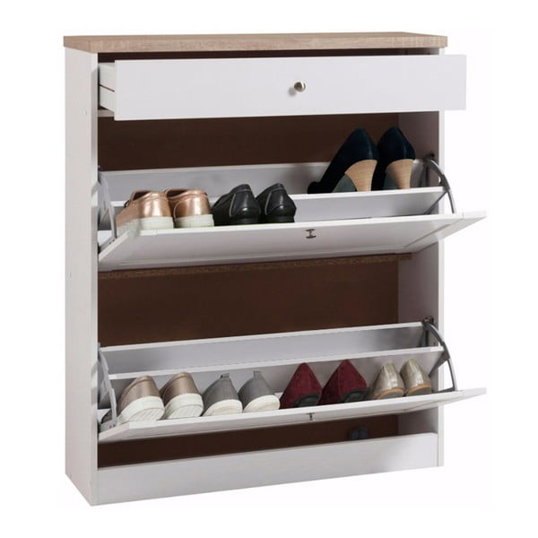 Balta batų spintelė su stalčiumi Støraa Hector, 2 skyriai-image-1