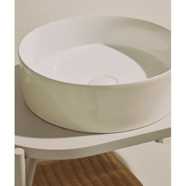 Baltos spalvos iš keramikos apvalios formos praustuvas ø 36 cm Ovara – Kave Home-image-3