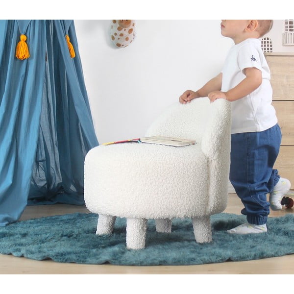 Vaikiškas krėslas baltos spalvos iš boucle Moouv – Artie-image-2