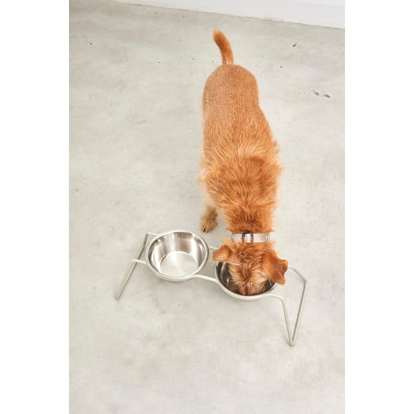 Iš nerūdijančio plieno dubenėlių komplektas su stovu šuniui Cena Greige M – MiaCara-image-3