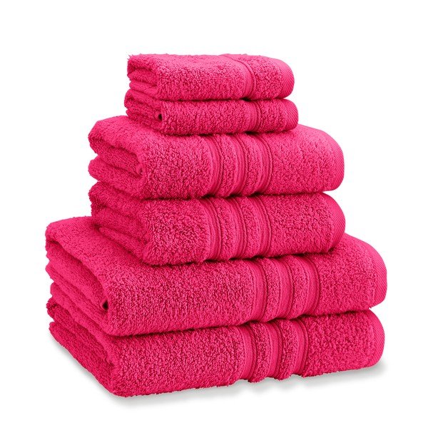 Tamsiai rožinės spalvos iš frote audinio iš medvilnės vonios rankšluosčių rinkiniai 6 vnt. Zero Twist – Catherine Lansfield