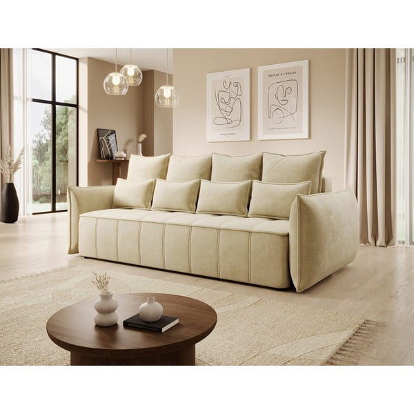 Smėlio spalvos iš velveto sulankstoma/su sandėliavimo vieta sofa 242 cm Weltton – ELTAP-image-3