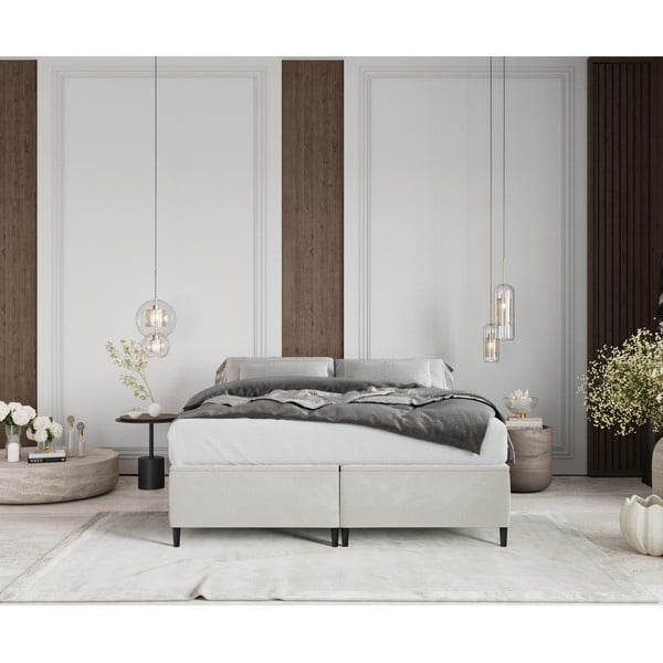 Dvigulė lova kreminės spalvos audiniu dengta su sandėliavimo vieta 180x200 cm Tate – Maison de Rêve-image-3