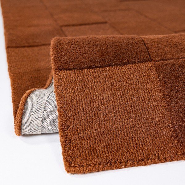 Rankų darbo terakotos spalvos iš vilnos kilimas 200x290 cm Checkerboard – Flair Rugs-image-4