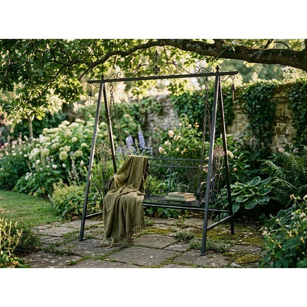 Juodojo metalo sodo sūpynės Kari - Garden Pleasure-image-1